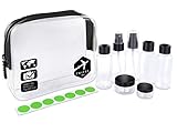 TWIVEE - Transparenter Kulturbeutel mit Reiseflaschenset - 1 Liter -...