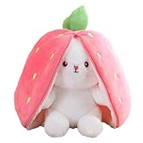 Zaloife Hase Plüschtier Verstecken Rosa, Plush Hasen Erdbeeren 24cm,...
