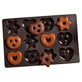 LURCH Mini Lebkuchen Silikonbackform für Brezeln, Herzen, Sterne,...