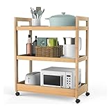 Bambus-Aufbewahrungswagen auf Rädern – mobiles Regal mit 3 Etagen für...