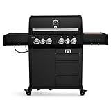 BURNHARD Big Earl Black 4-Brenner Gasgrill Edelstahl inkl. Heckbrenner, mit...