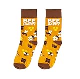 2x Paar Socken orange mit Bienenmuster Bienensocken Bienenparadies Lustige...