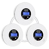 Scondaor Vernetzbarer kombinierter Rauch- und CO-Melder mit LCD Anzeige, 2...