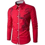 Generisch Shirts Herren, Hemd Langarm Button Down Einfarbig Freizeithemd...