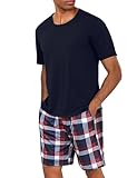 Uniexcosm Schlafanzug Herren Baumwolle Kurz Zweiteiliger Pyjama Set...