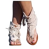 Sandalen Damen High Top RöMersandalen Mit Retro-Ethno-Stil Fransen Pumps...
