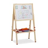 Relaxdays Standtafel Kinder, Whiteboard und Kreidetafel, höhenverstellbar,...