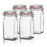 BigDean 4er Set Vorratsgläser 1,5L - Einmachgläser mit Bügelverschluss -...