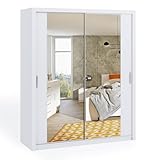 Schiebetürenschrank BONO 180 Weiß 2-türiger Spiegel (Weiß)