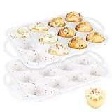 Yallmie 2 Stück Muffin Backform Herz, Mini Muffinform mit Griff für 12...