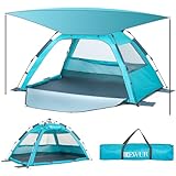 Dewur Strandmuschel 2-4 Personen Pop Up Strandzelt mit Sonnensegel UPF 50+...