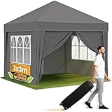 NATURIZ® Pavillon 3x3 Wasserdicht Stabil Winterfest und UV 50+ Schutz -...
