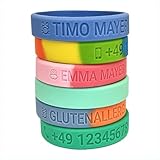 TAGGIE SOS Armband Silikon personalisiert - Notfallarmband graviert mit...