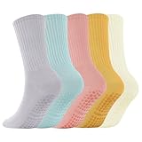 Pilates-Socken für Damen, 5 Paar, rutschfeste Yoga-Socken für Ballett,...