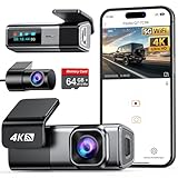 Dashcam Auto Vorne Hinten 4K+1080P, Navycrest 5GHz WiFi Dash Cam mit 64GB...
