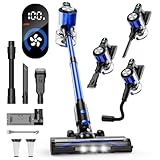 Akku Staubsauger, 50000Pa/500W/60Min Staubsauger Kabellos mit Display, 3...