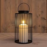 Metall Laterne mit LED Kerze mit Timer für Außen und Innen - 26 x 15 cm -...