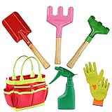 AGAKY Kinder-Garten-Set, 7-teilig, mit Schaufel, Rechen, Unkrautgabel und...