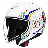 Motorradhelm Retro Halbhelm Erwachsene 3/4 Roller-Helm DOT/ECE-Zugelassener...