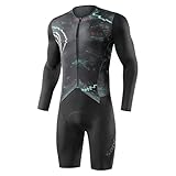 Santic Herren Triathlonanzug Einteiler Langarm Triathlon Anzug Gepolstert...