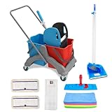 Hypafol Putzwagen Reinigungswagen Set | 2 x 25 l Eimer mit Wischmopp-Presse...