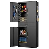 Aobabo Metall-Aufbewahrungsschrank mit 5 Stecktafeln und 2 Schubladen, 180...