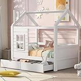 KecDuey Kinderbett Jugendbett 160x80 mit Rausfallschutz，vielseitiges Holz...