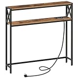 MAHANCRIS 100 cm 2-stöckiger Konsolentisch, Beistelltisch, mit 2...