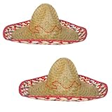 Karnevalsteufel Sombrero-Set Mexikanerhüte in bunten Farben mit rotem Rand...