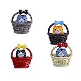 Lilinzhi 4 Pieces Lustige Korbkatzen Plastik Miniaturfiguren Cartoon...