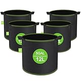 CNMTCCO Stofftöpfe, 5 Stück Pflanzsack 12 L Grow Töpfe, Hochbelastbare...