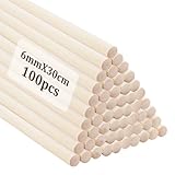 LDXDRU 300 Stück Holzstab Rund, 300 x 6 mm Holzstäbe zum Basteln,...