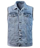 Sungerdasa Herren Denim Weste Vintage Männer Jeansweste Motorradweste...