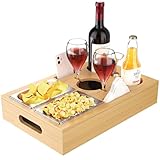 WELDUN 2 in 1 Couchbar Snackbox Bamboo Sofatablett mit 2 Edelstahl...