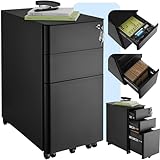 tectake® Büro Metall Aktenschrank mit Rollen, abschließbare Kommode mit...