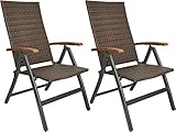 BRUBAKER 2er Set Polyrattan Gartenstuhl Modena - Hochlehner aus Metall und...