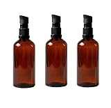 3 x 100 ml bernsteinfarbene Glas-Lotion-Flaschen, leer, nachfüllbar,...