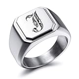 MeMeDIY Personalisierte Gravur Monogramm-Buchstaben-Signet-Ring für...