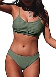 Aleumdr Damen Bikini Push up Bikini Set Einfarbig Zweiteiliger Badeanzug...