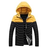 Ewleguzka Herren Slim Fit Kapuzenjacke Steppjacke Color-Block Thermo...