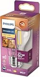 Philips LED Classic E27 Filament Lampe Warm Glow (60 W), dimmbare LED Lampe...