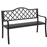 COSTWAY Gartenbank Metall, wetterfeste Sitzbank für 2 Sitzer, Parkbank mit...