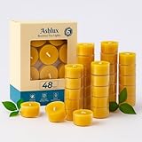Ashlux Bienenwachs Teelichter - 48 Stück Bienenwachskerzen aus 100% reinem...
