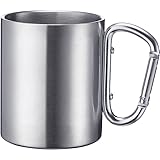 Westmark Edelstahltasse mit Karabinerhaken – praktische Camping-Tasse...