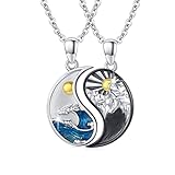 JFASHOP Yin Yang Halskette 925 Sterling Silber Taichi Paar BFF Kette Berg...