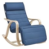 SONGMICS Schaukelstuhl aus Birkenholz, Schaukelsessel, 5-Fach verstellbare...