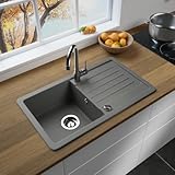 LINDBERGH® Granit Spüle + kompl. Siphon und Imprägnierung mit...