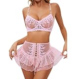 Satohom Dessous Sets Damen Sexy Unterwäsche Outfits 3 Stück Transparent...