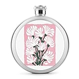 Minimalism Botanical White Flowers Edelstahl-Flachmann für Likör, runde...