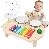 Apritsce Trommel für Kinder, Holz Musikinstrumente Baby, Schlagzeug Kinder...